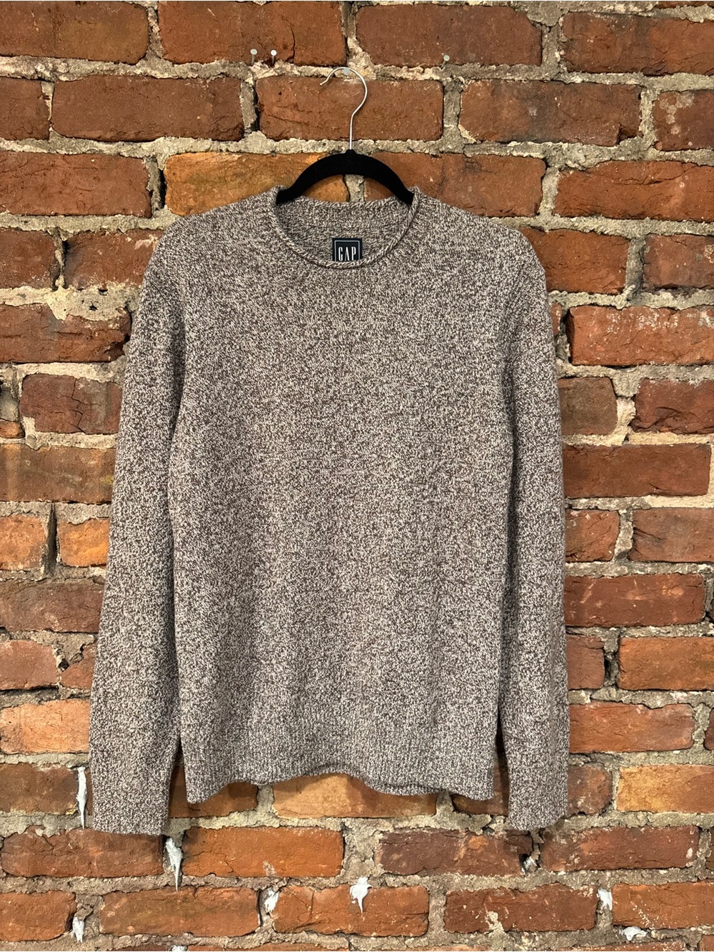 Gap Women’s Brown and White Marble Rollneck Sweater (90% Cotton / 10% Wool)